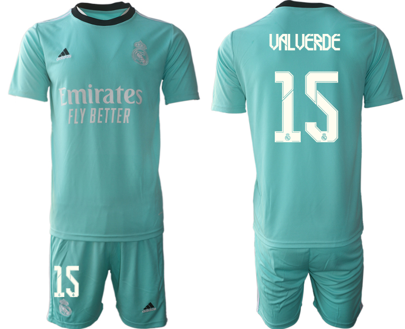 Men 2021-2022 Club Real Madrid second away Light blue #15 Soccer Jersey->real madrid jersey->Soccer Club Jersey